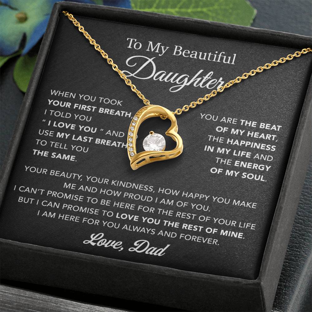 To My Daughter Necklace, Gift for Daughter from Dad, Father Daughter Necklace 10_4_Black