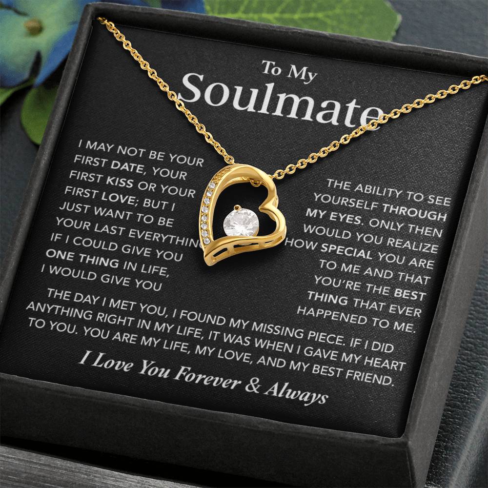 To My Soulmate Necklace, Anniversary Gift for Her, Birthday Christmas Gift for Girlfriend_Black