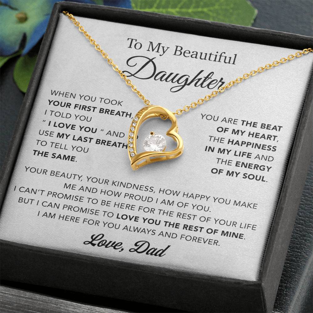 To My Daughter Necklace, Gift for Daughter from Dad, Father Daughter Necklace 10_4_White