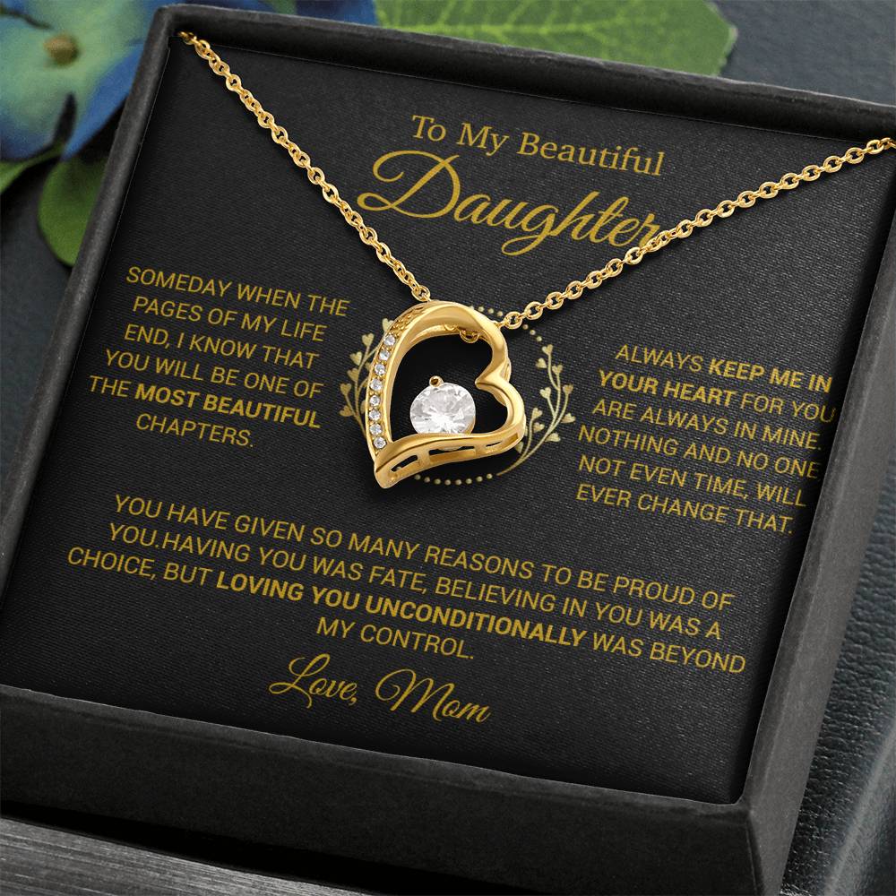 To My Daughter Necklace, Gift for Daughter from Mom, Daughter Mother Necklace 16_12_Gold