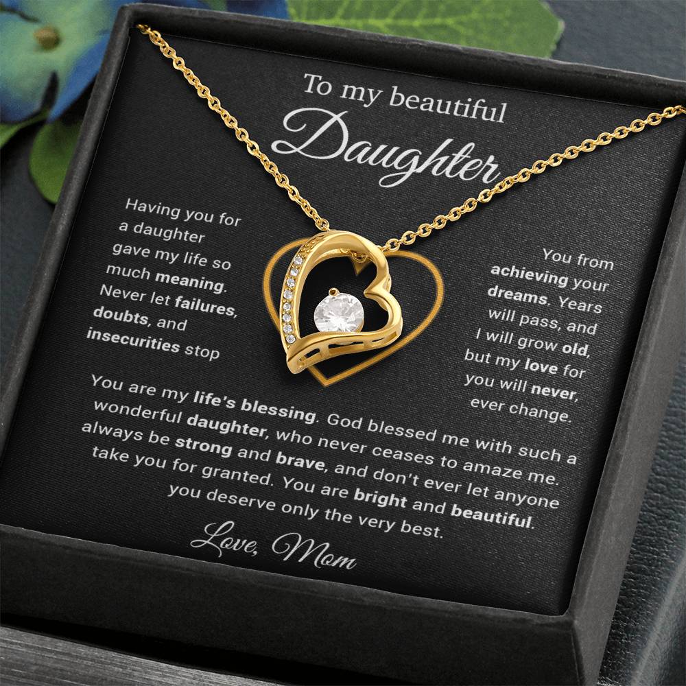 To My Daughter Necklace, Gift for Daughter from Mom, Daughter Mother Necklace 25_3_Black