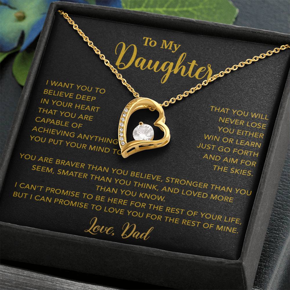 To My Daughter Necklace, Gift for Daughter from Dad, Father Daughter Necklace 18_5_Gold