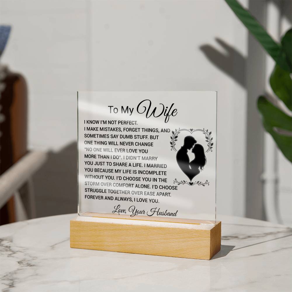 To My Wife Acrylic Plaque,  Wife Birthday Gift, Wife on Anniversary, Christmas Gift