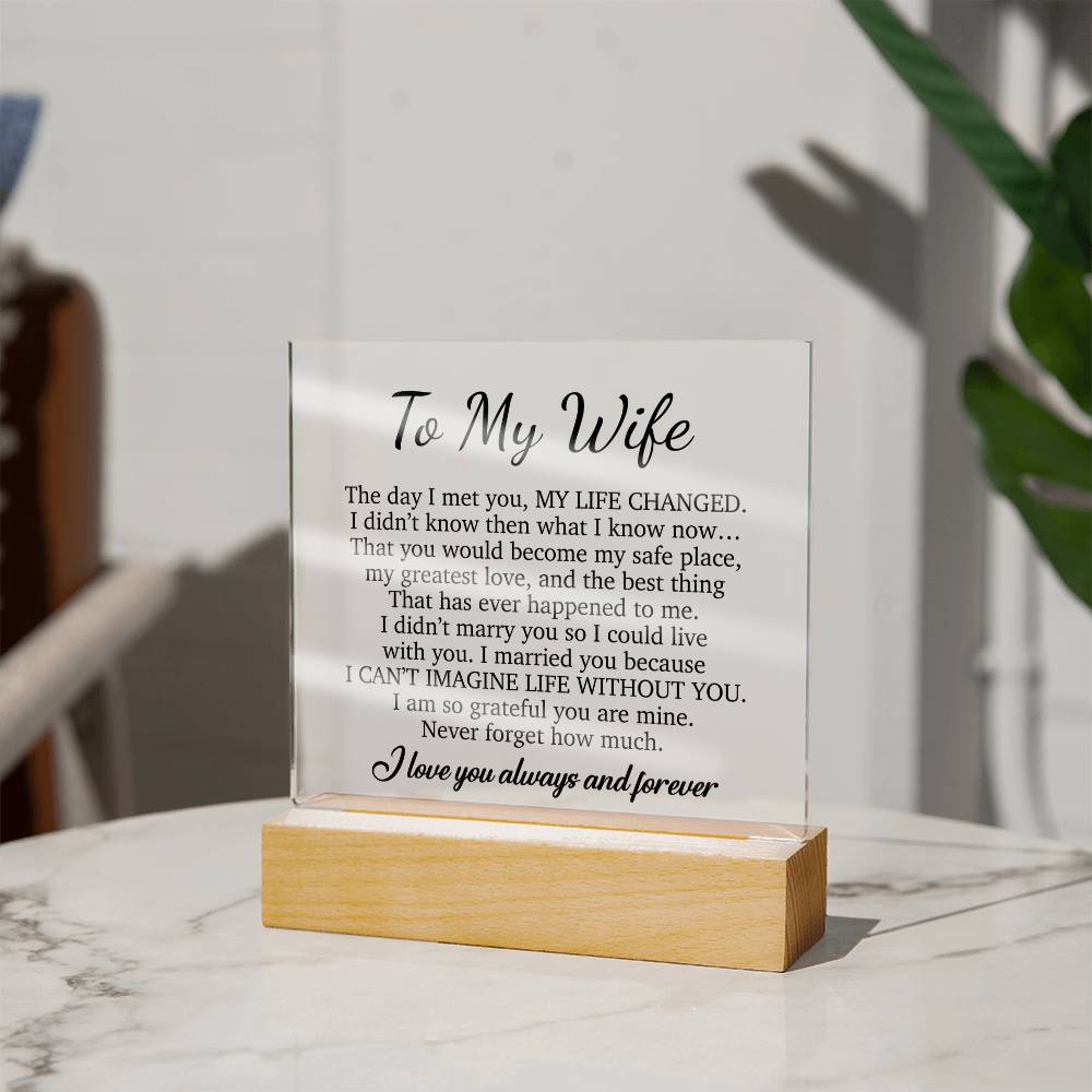 To My Wife Acrylic Plaque,  Wife Birthday Gift, Wife on Anniversary, Christmas Gift