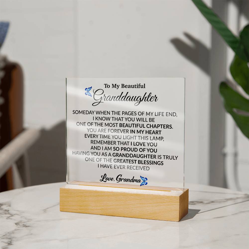 To My Grandaughter Acrylic Plaque, Gift from Grandma,Birthday Gift for Grandma