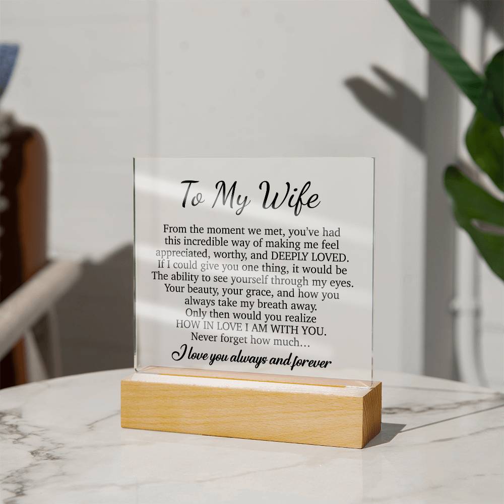 To My Wife Acrylic Plaque,  Wife Birthday Gift, Wife on Anniversary, Christmas Gift