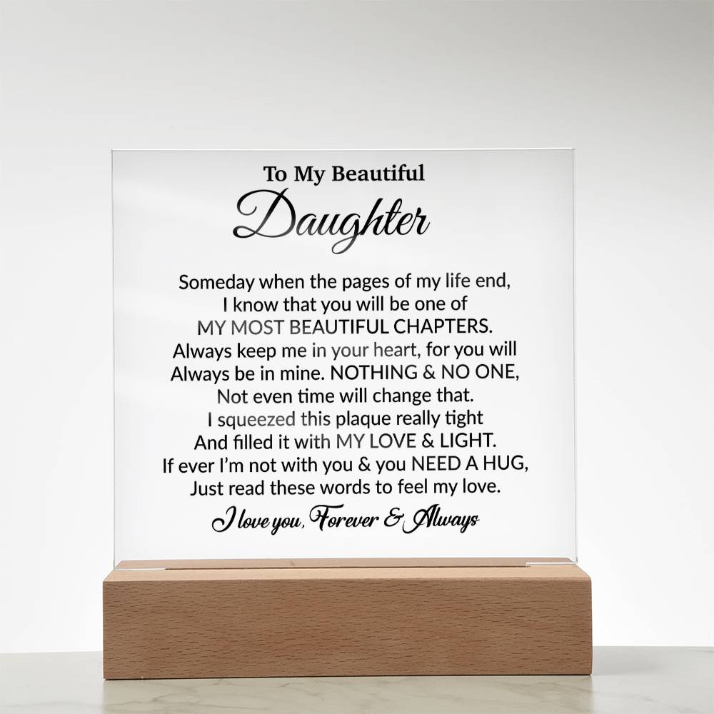 To My Daughter Acrylic Plaque, Gift from Mom,Birthday Gift for Daughter