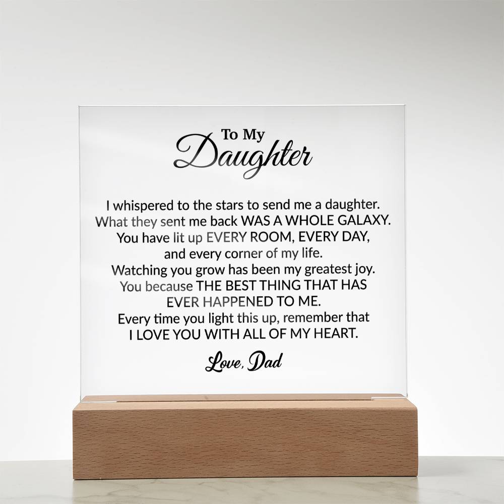 To My Daughter Acrylic Plaque, Gift from Dad ,Birthday Gift for Daughter