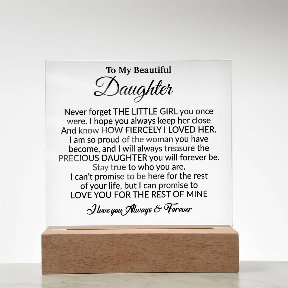To My Daughter Acrylic Plaque, Gift from Mom,Birthday Gift for Daughter