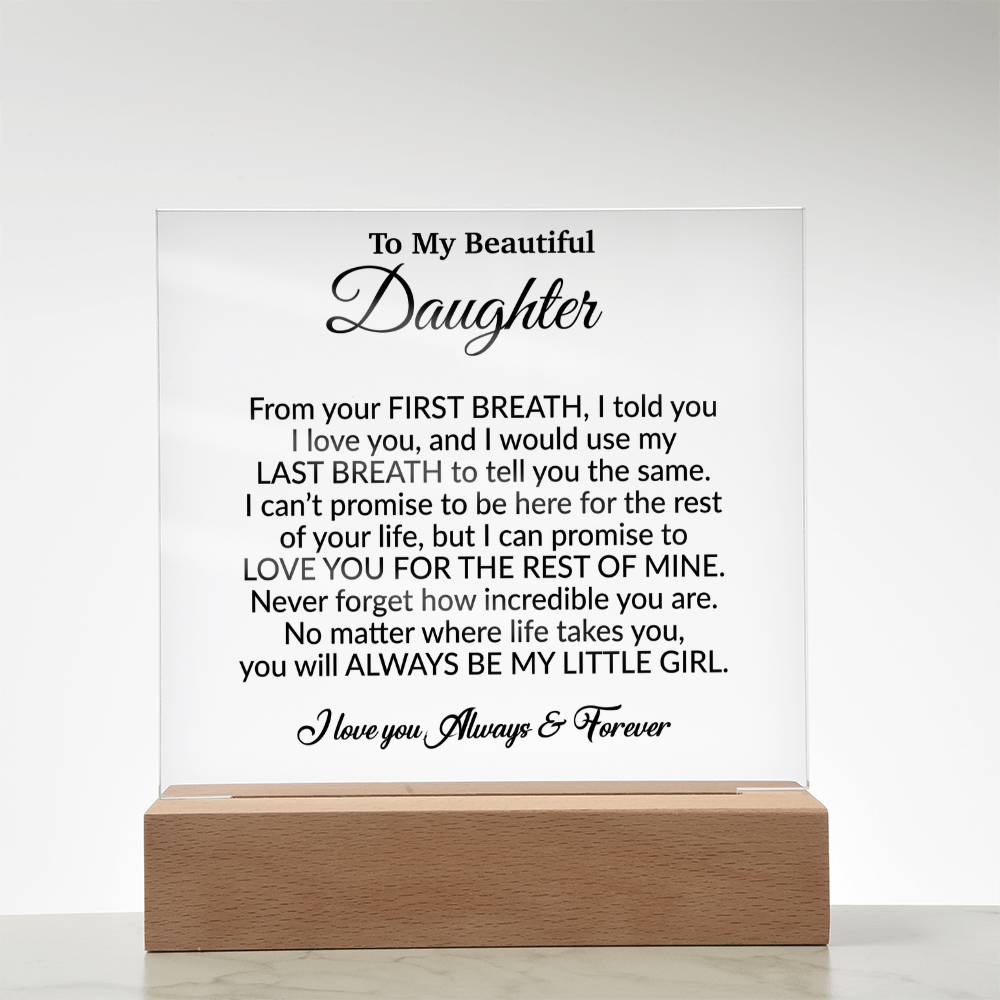 To My Daughter Acrylic Plaque, Gift from Mom,Birthday Gift for Daughter