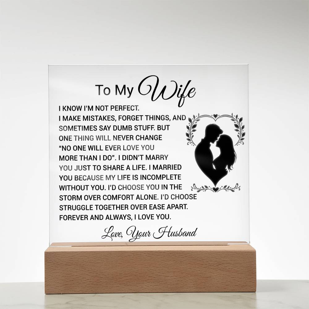 To My Wife Acrylic Plaque,  Wife Birthday Gift, Wife on Anniversary, Christmas Gift