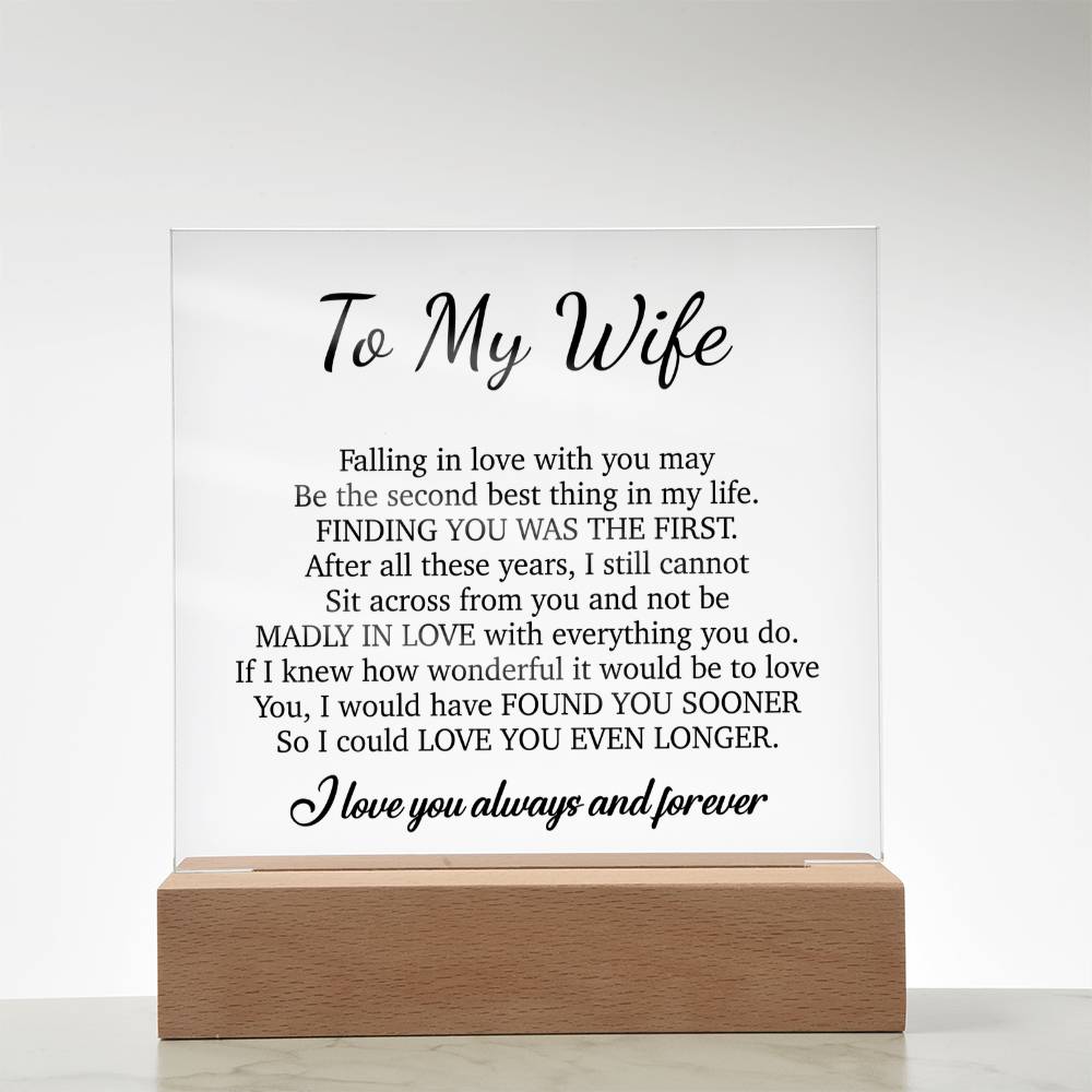 To My Wife Acrylic Plaque,  Wife Birthday Gift, Wife on Anniversary, Christmas Gift