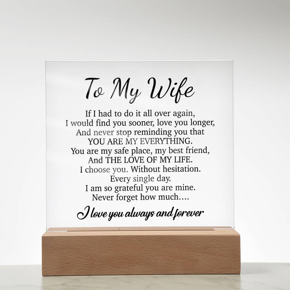 To My Wife Acrylic Plaque,  Wife Birthday Gift, Wife on Anniversary, Christmas Gift