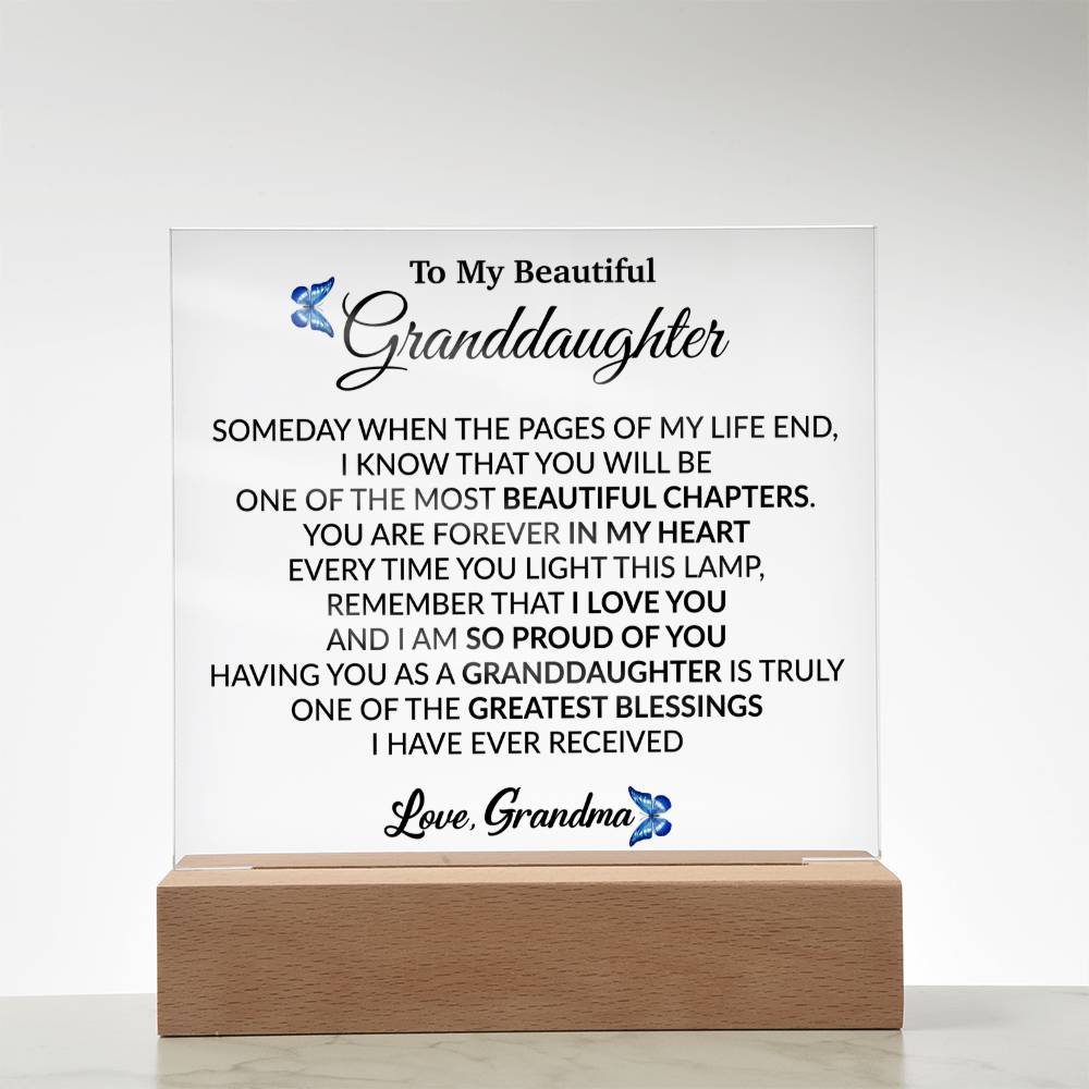 To My Grandaughter Acrylic Plaque, Gift from Grandma,Birthday Gift for Grandma