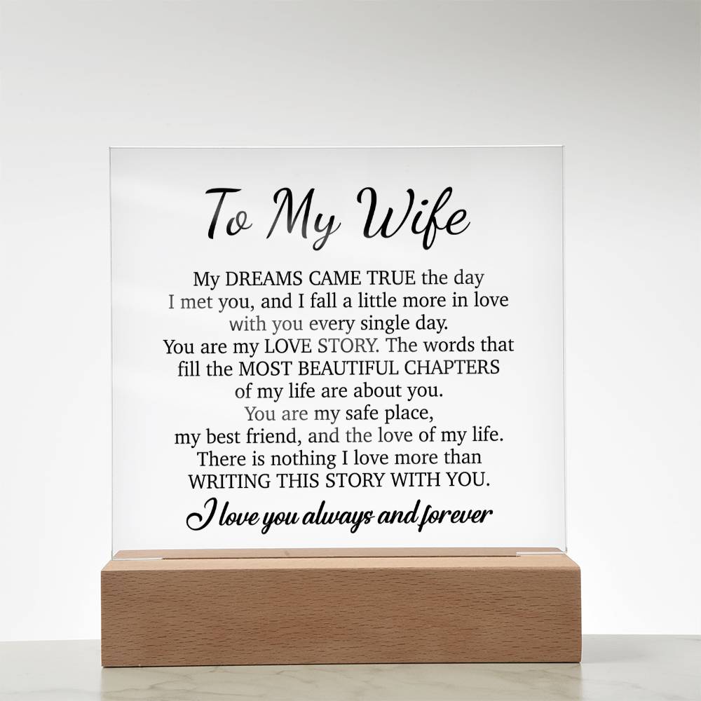 To My Wife Acrylic Plaque,  Wife Birthday Gift, Wife on Anniversary, Christmas Gift