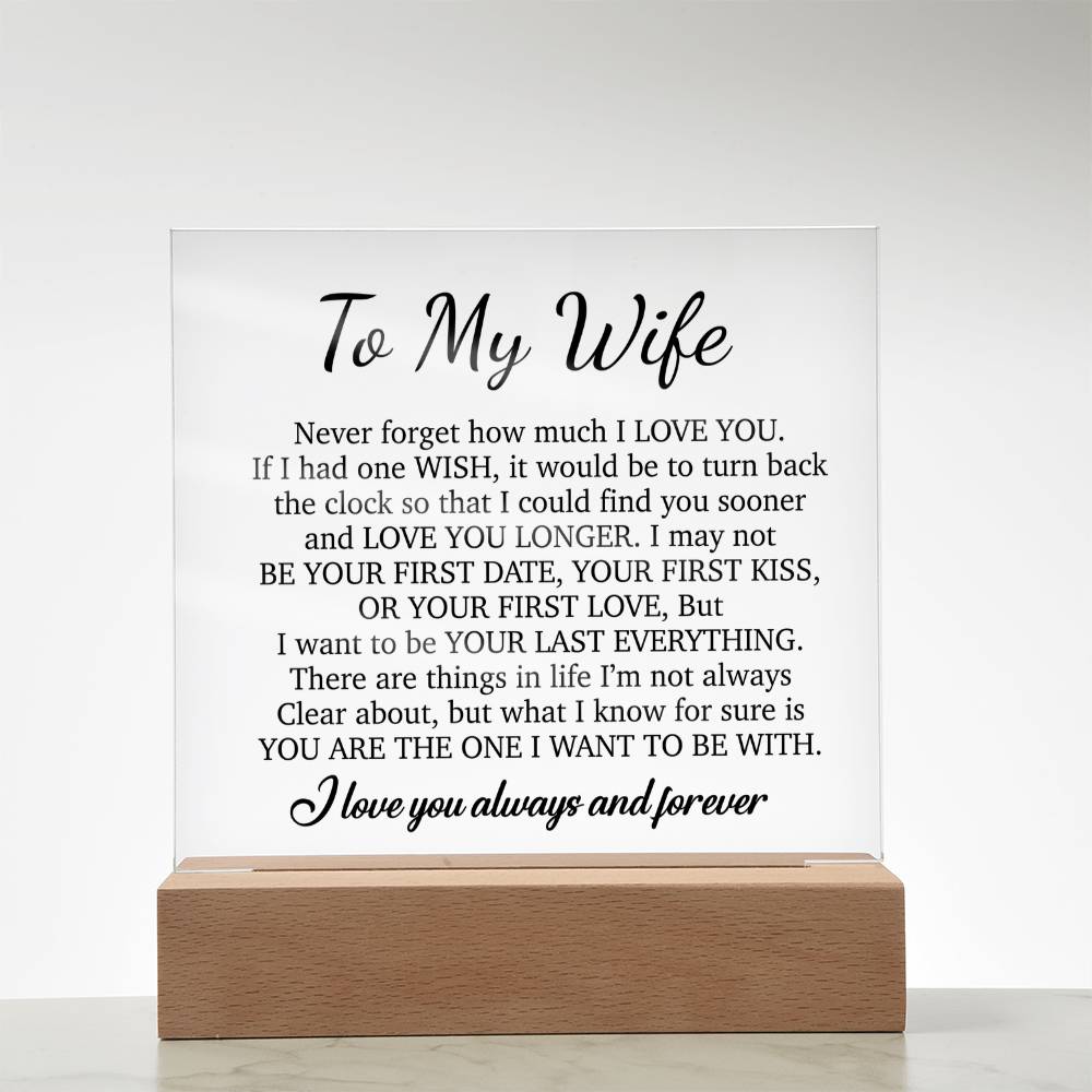 To My Wife Acrylic Plaque,  Wife Birthday Gift, Wife on Anniversary, Christmas Gift