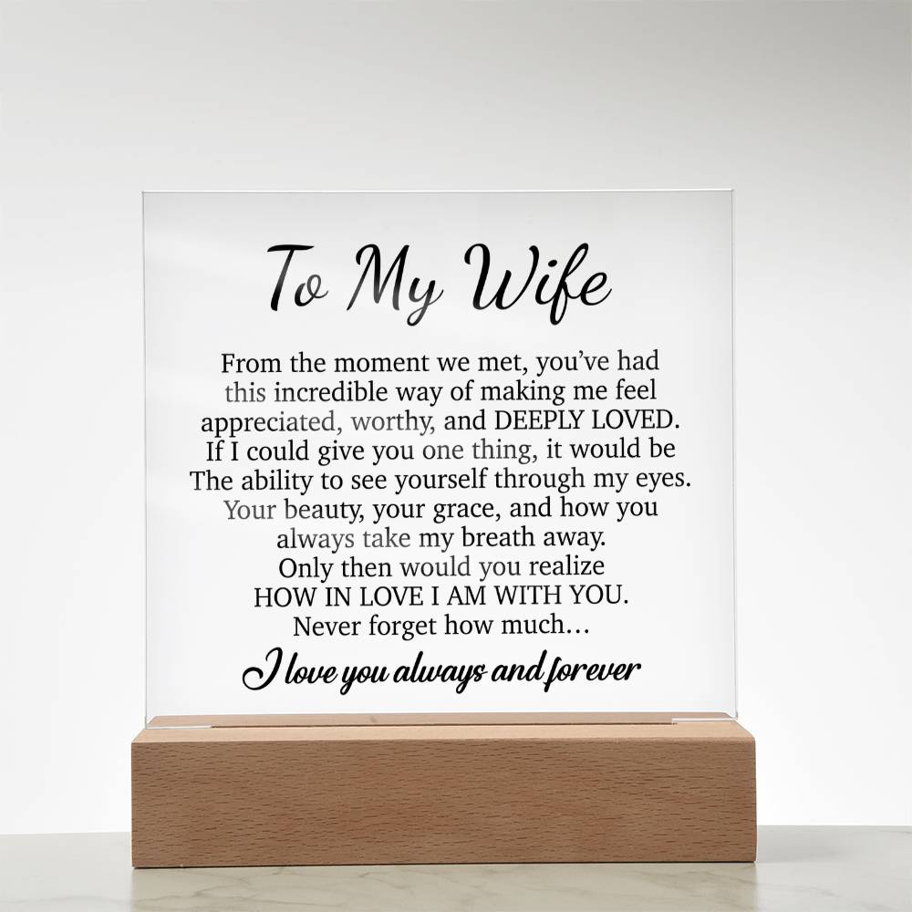 To My Wife Acrylic Plaque,  Wife Birthday Gift, Wife on Anniversary, Christmas Gift