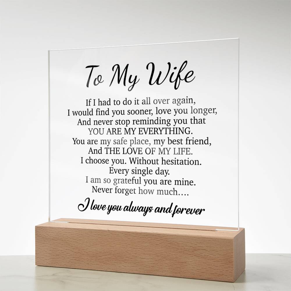 To My Wife Acrylic Plaque,  Wife Birthday Gift, Wife on Anniversary, Christmas Gift