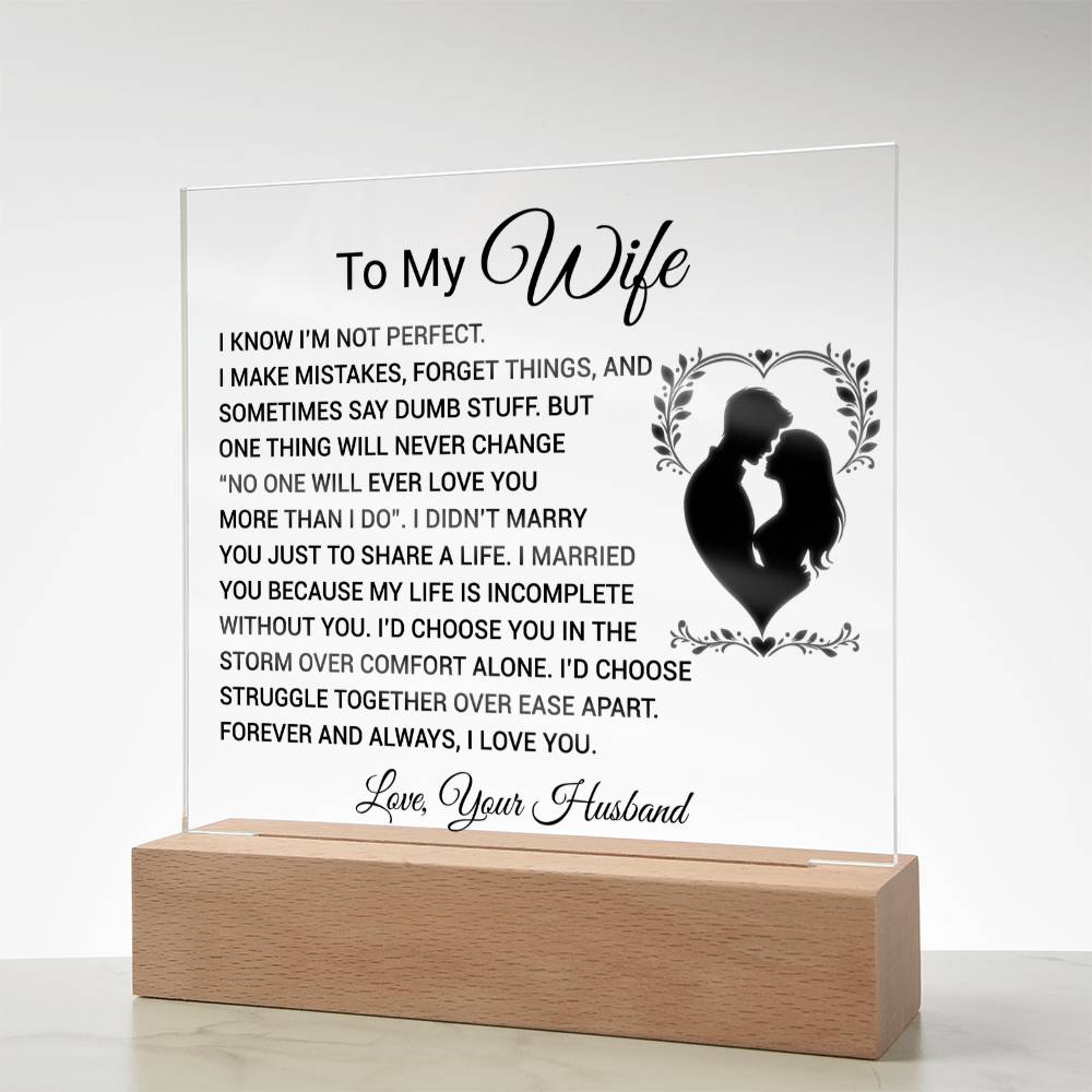 To My Wife Acrylic Plaque,  Wife Birthday Gift, Wife on Anniversary, Christmas Gift