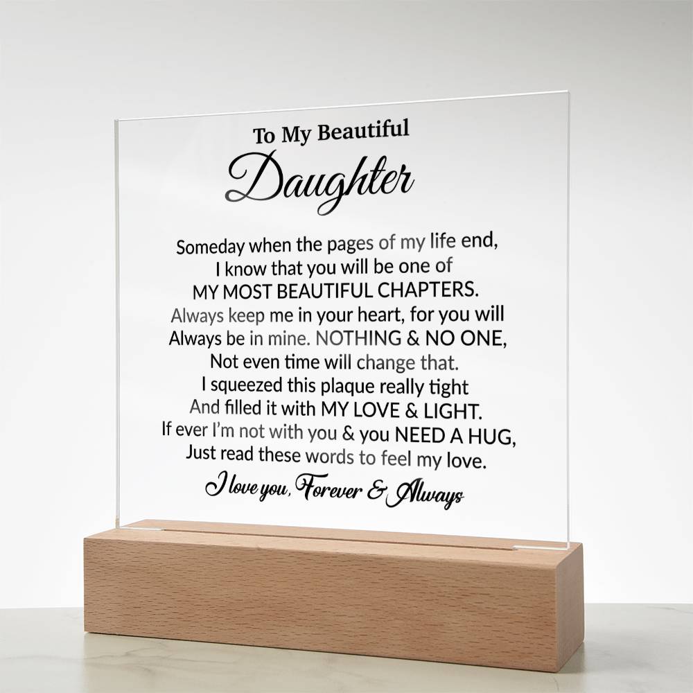 To My Daughter Acrylic Plaque, Gift from Mom,Birthday Gift for Daughter
