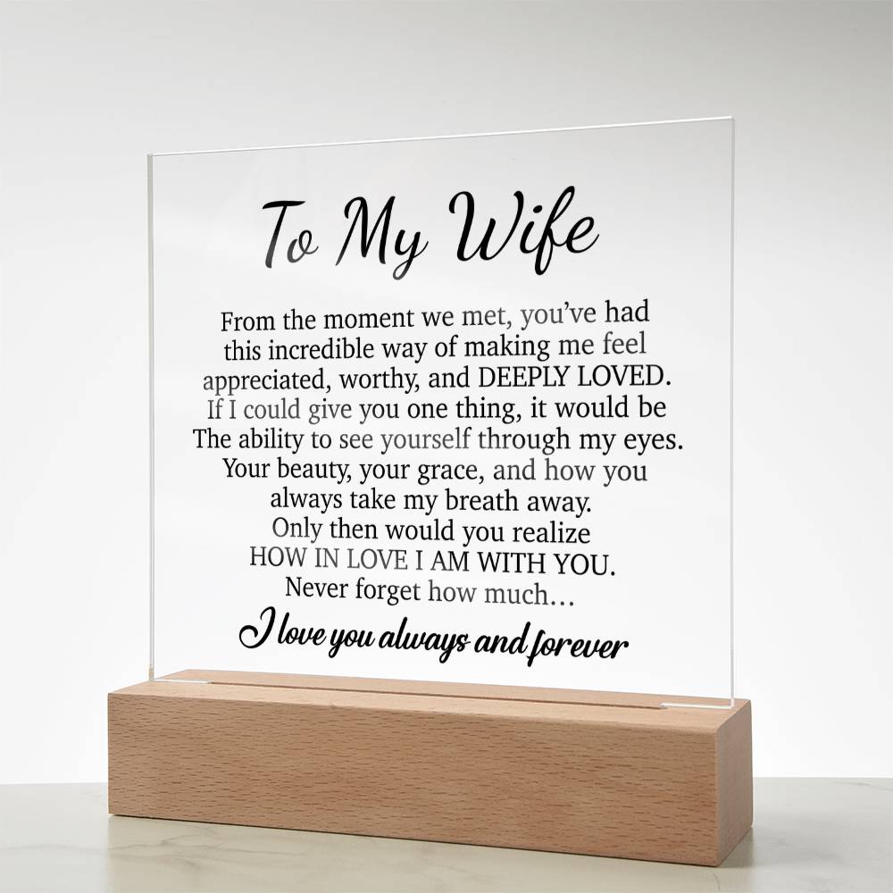 To My Wife Acrylic Plaque,  Wife Birthday Gift, Wife on Anniversary, Christmas Gift
