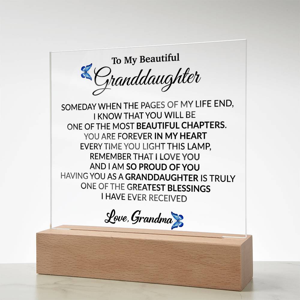 To My Grandaughter Acrylic Plaque, Gift from Grandma,Birthday Gift for Grandma