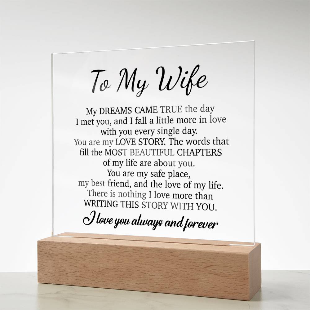 To My Wife Acrylic Plaque,  Wife Birthday Gift, Wife on Anniversary, Christmas Gift