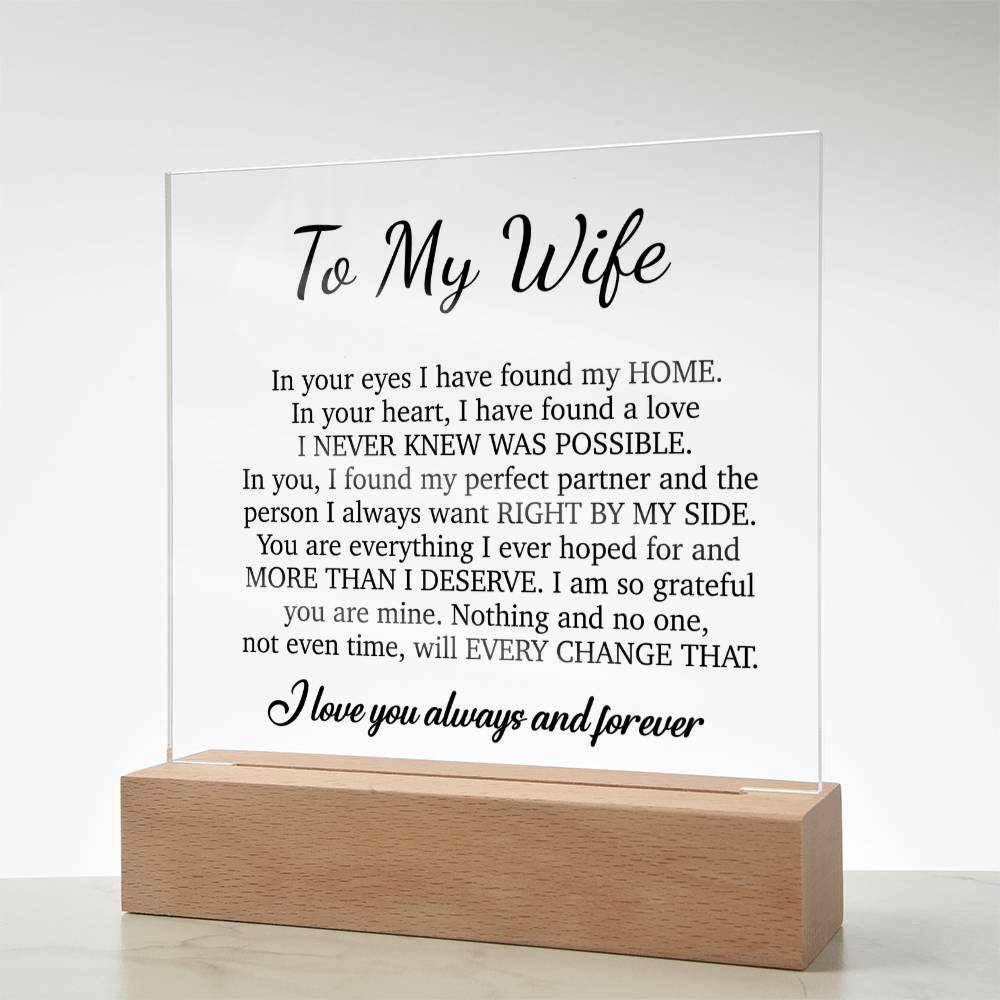 To My Wife Acrylic Plaque,  Wife Birthday Gift, Wife on Anniversary, Christmas Gift