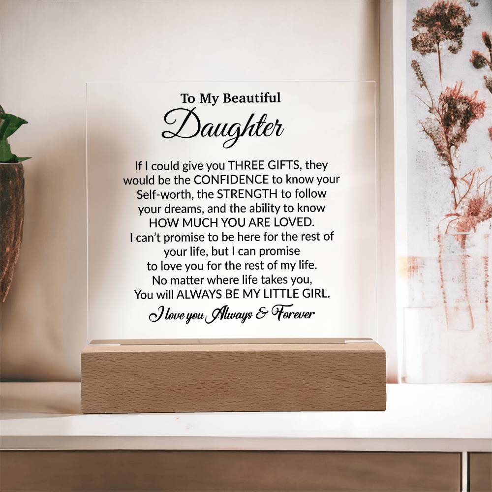 To My Daughter Acrylic Plaque, Gift from Mom,Birthday Gift for Daughter