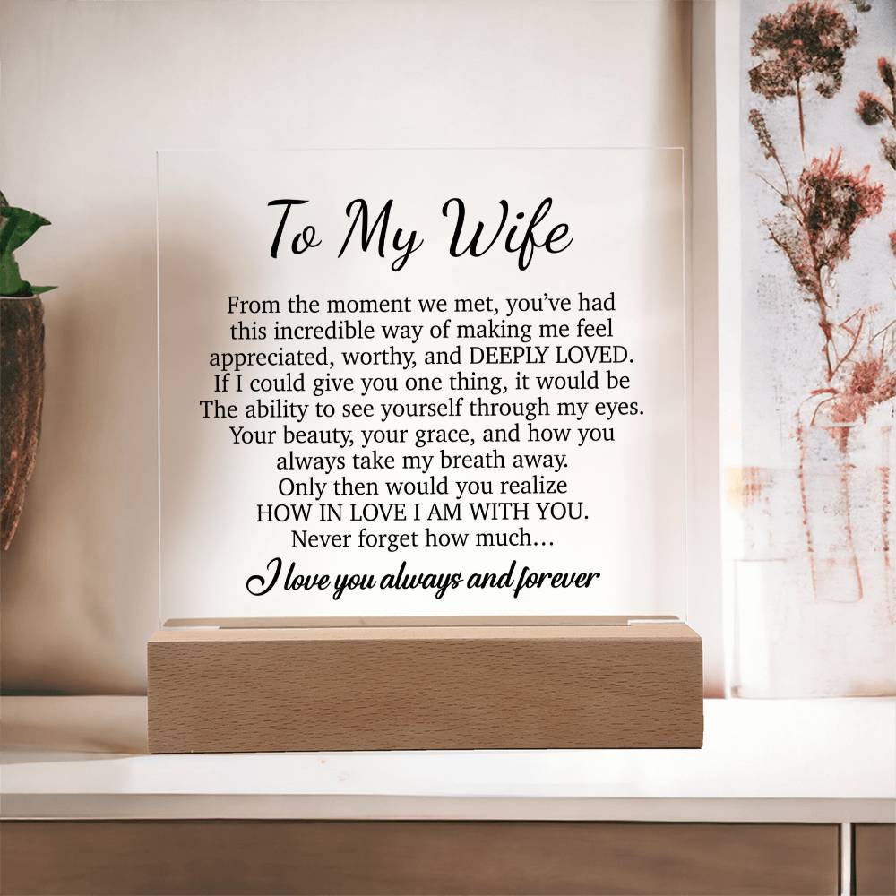 To My Wife Acrylic Plaque,  Wife Birthday Gift, Wife on Anniversary, Christmas Gift