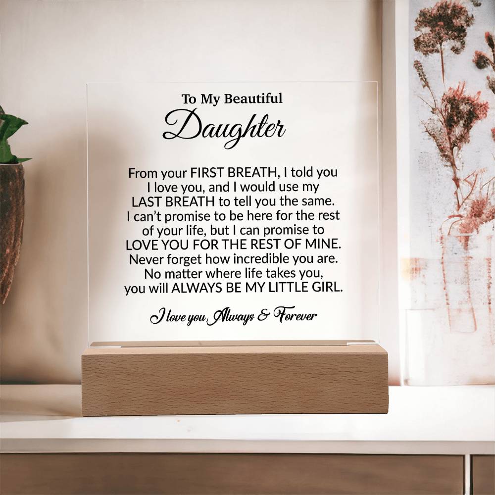 To My Daughter Acrylic Plaque, Gift from Mom,Birthday Gift for Daughter