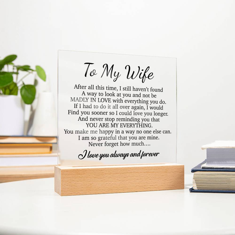 To My Wife Acrylic Plaque,  Wife Birthday Gift, Wife on Anniversary, Christmas Gift