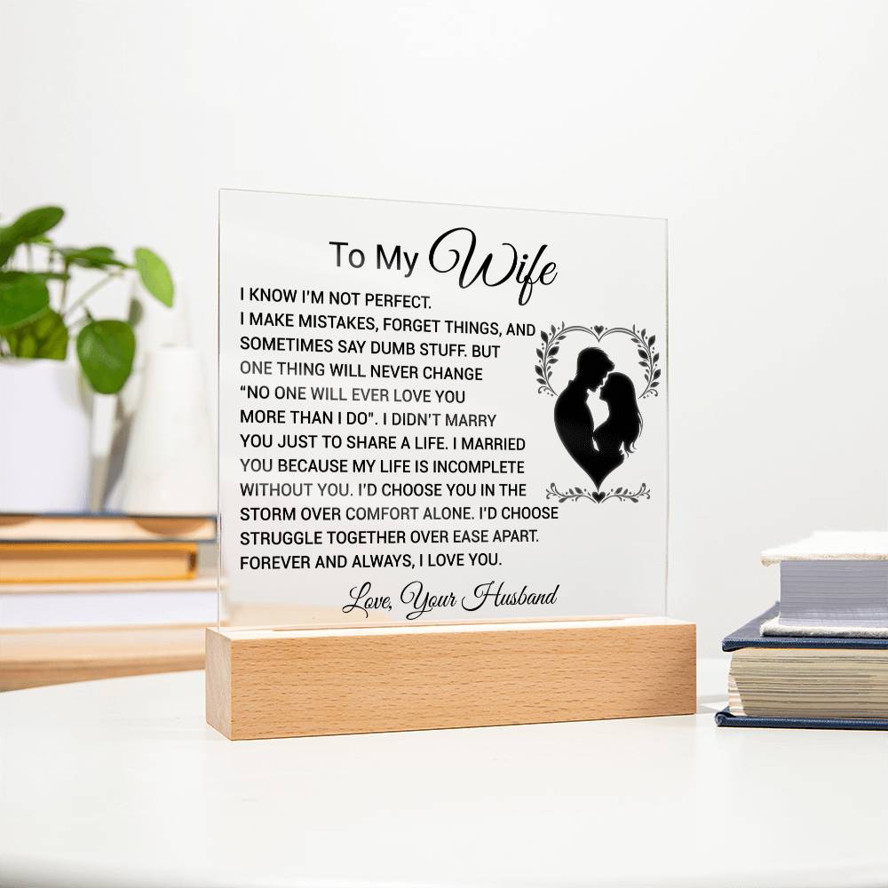 To My Wife Acrylic Plaque,  Wife Birthday Gift, Wife on Anniversary, Christmas Gift