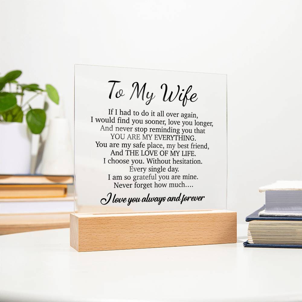 To My Wife Acrylic Plaque,  Wife Birthday Gift, Wife on Anniversary, Christmas Gift