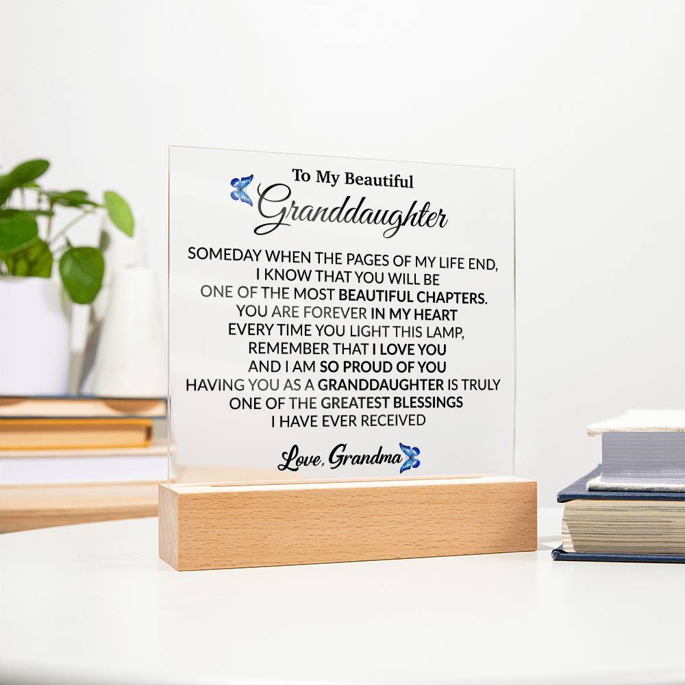 To My Grandaughter Acrylic Plaque, Gift from Grandma,Birthday Gift for Grandma