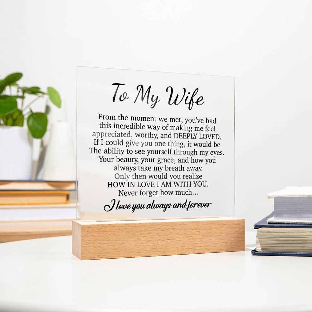 To My Wife Acrylic Plaque,  Wife Birthday Gift, Wife on Anniversary, Christmas Gift