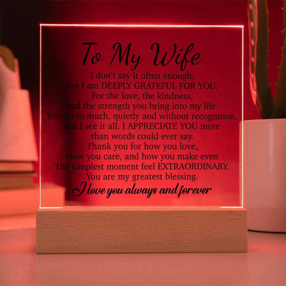 To My Wife Acrylic Plaque,  Wife Birthday Gift, Wife on Anniversary, Christmas Gift