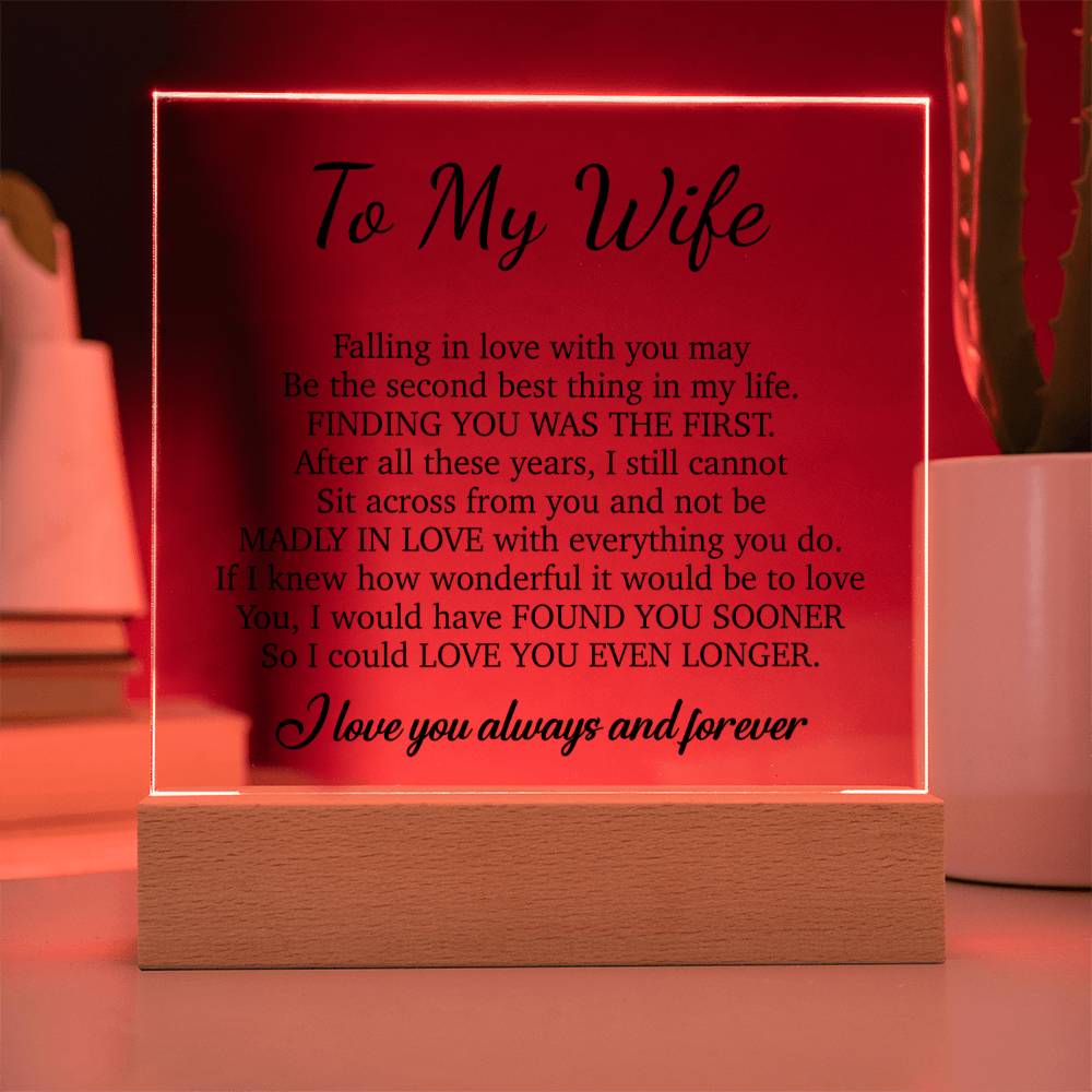 To My Wife Acrylic Plaque,  Wife Birthday Gift, Wife on Anniversary, Christmas Gift
