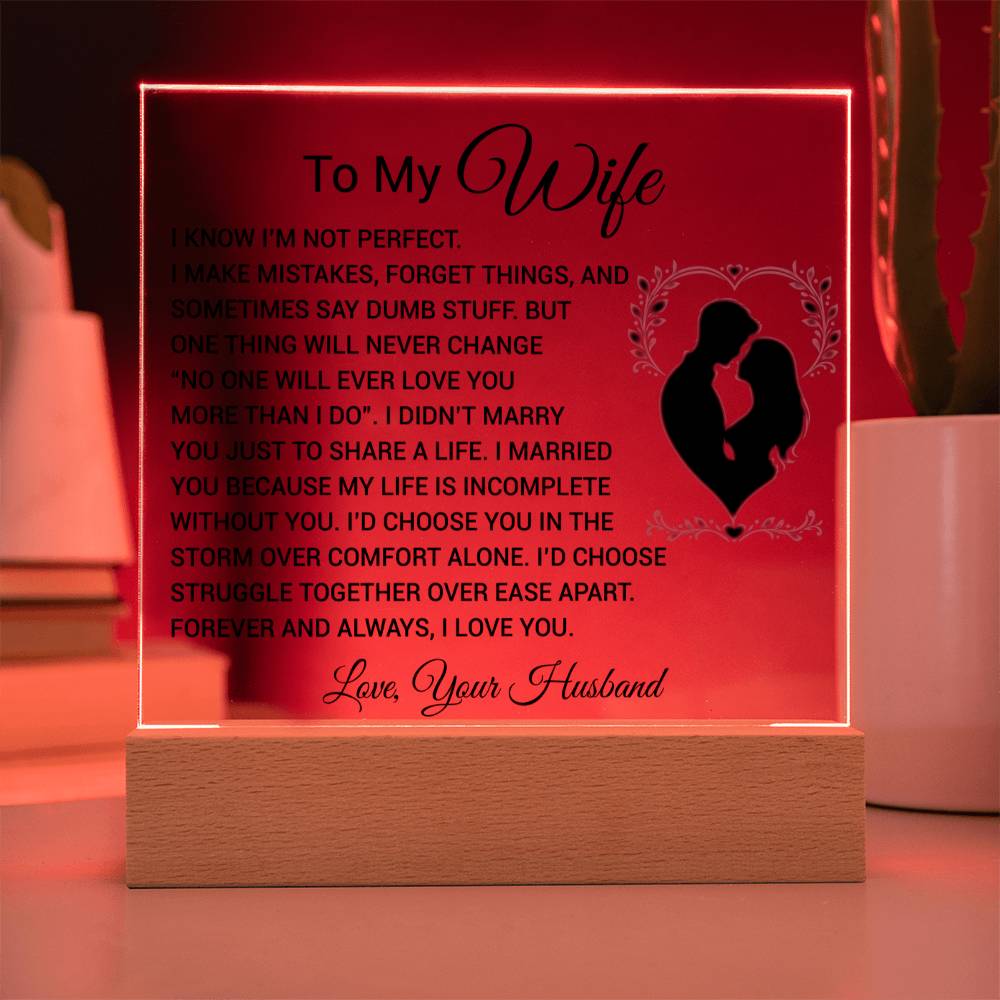 To My Wife Acrylic Plaque,  Wife Birthday Gift, Wife on Anniversary, Christmas Gift