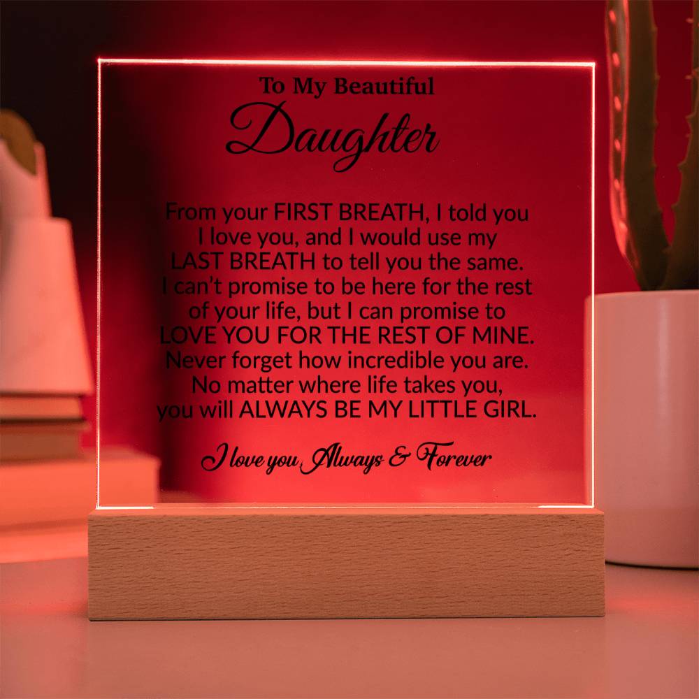 To My Daughter Acrylic Plaque, Gift from Mom,Birthday Gift for Daughter