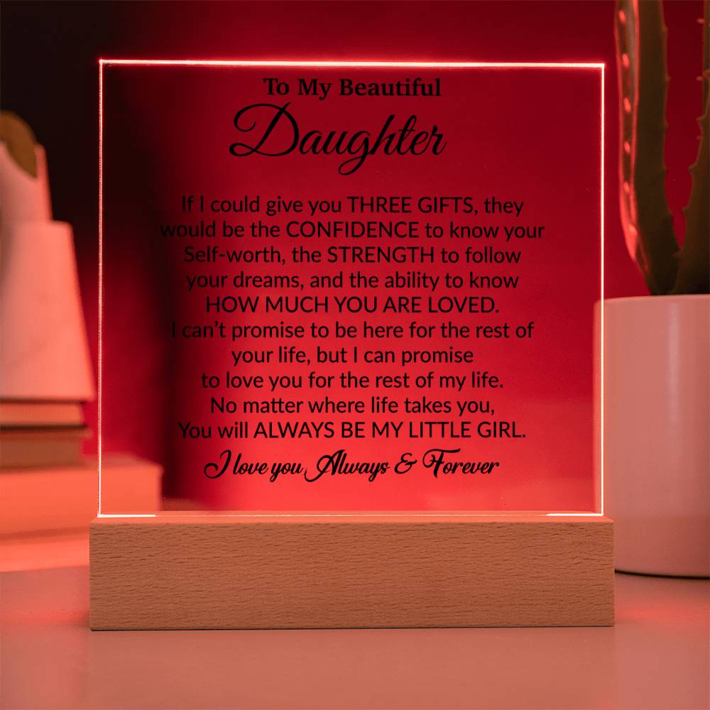 To My Daughter Acrylic Plaque, Gift from Mom,Birthday Gift for Daughter
