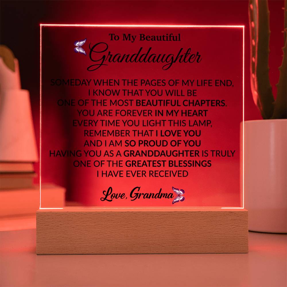 To My Grandaughter Acrylic Plaque, Gift from Grandma,Birthday Gift for Grandma