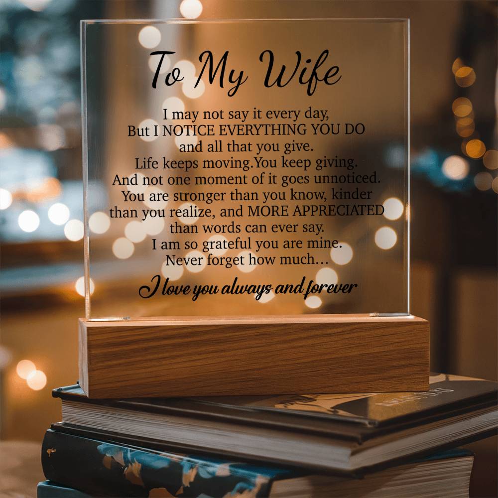 To My Wife Acrylic Plaque,  Wife Birthday Gift, Wife on Anniversary, Christmas Gift