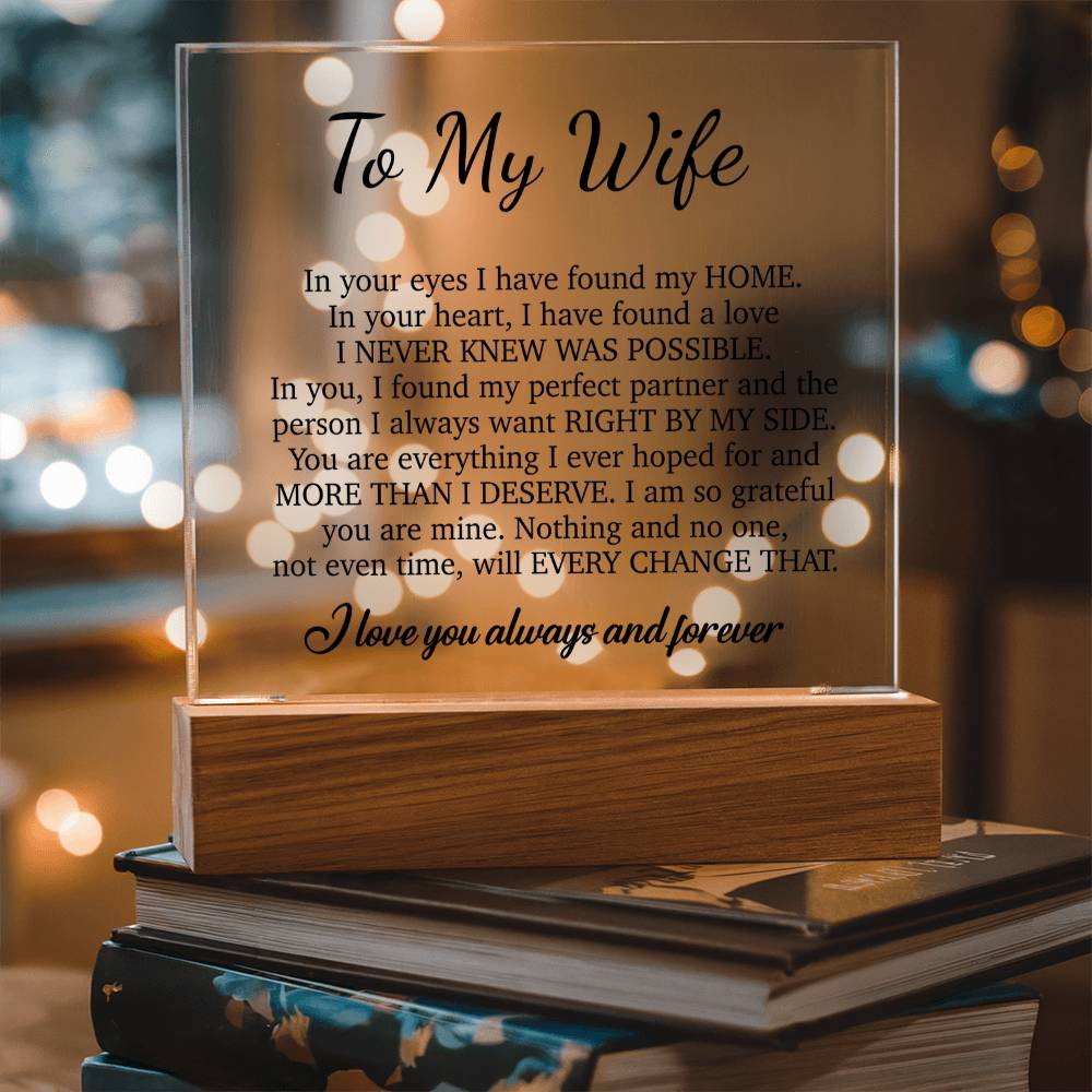 To My Wife Acrylic Plaque,  Wife Birthday Gift, Wife on Anniversary, Christmas Gift
