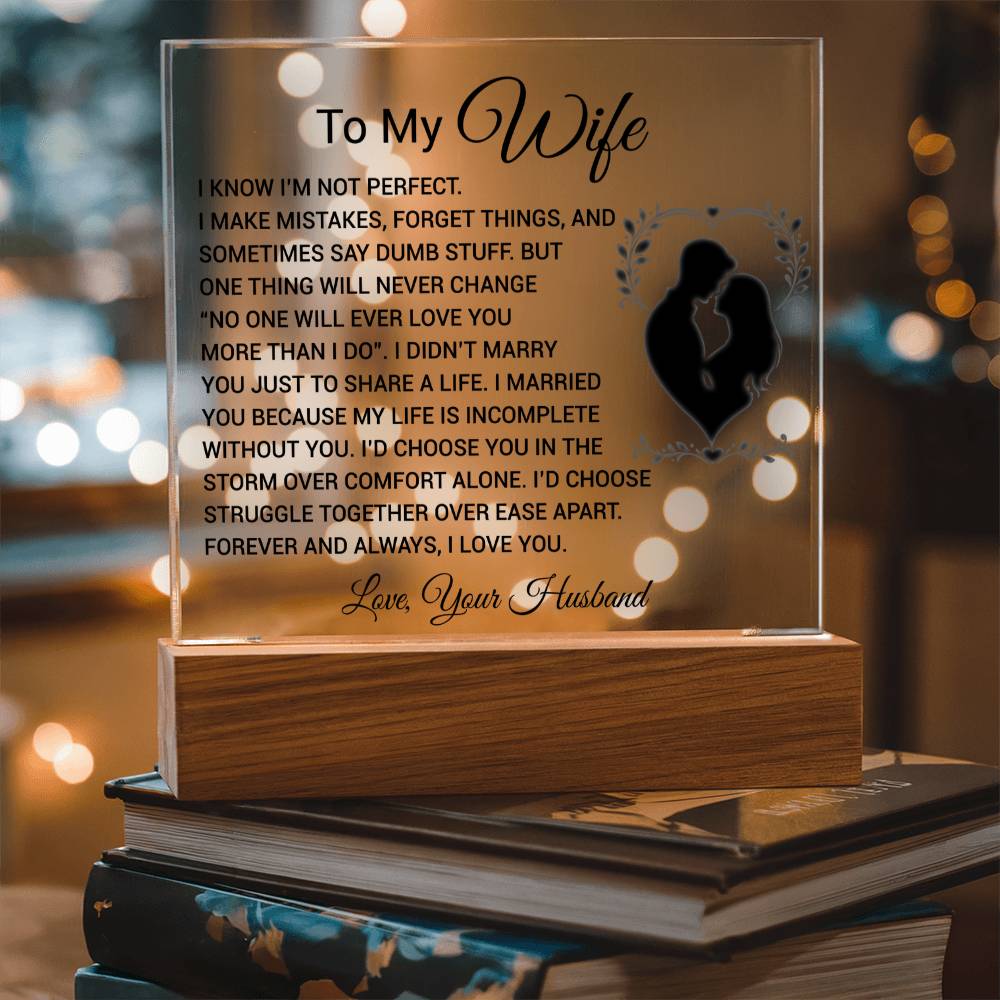 To My Wife Acrylic Plaque,  Wife Birthday Gift, Wife on Anniversary, Christmas Gift