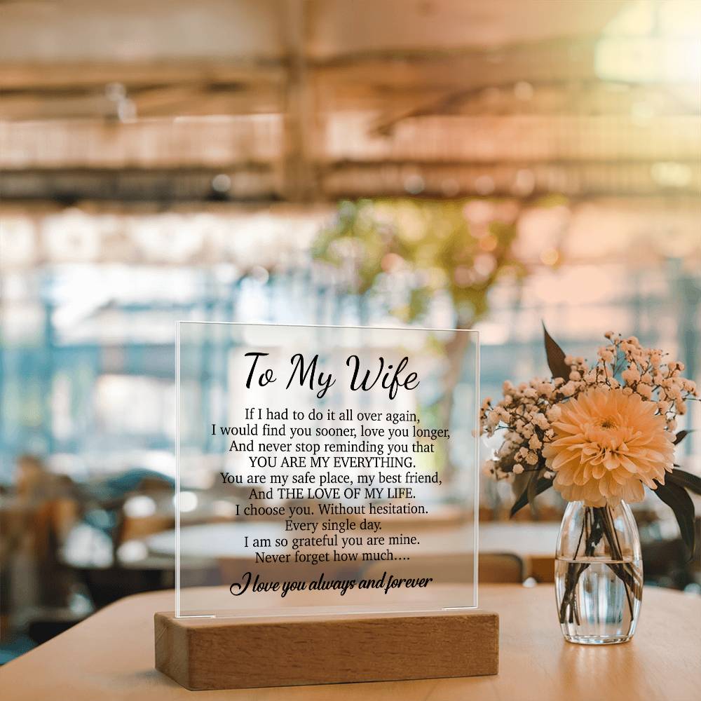 To My Wife Acrylic Plaque,  Wife Birthday Gift, Wife on Anniversary, Christmas Gift
