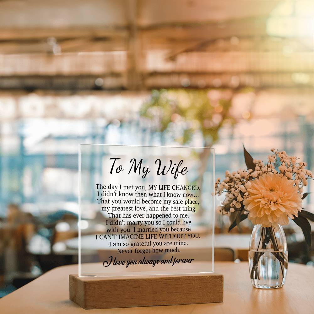 To My Wife Acrylic Plaque,  Wife Birthday Gift, Wife on Anniversary, Christmas Gift