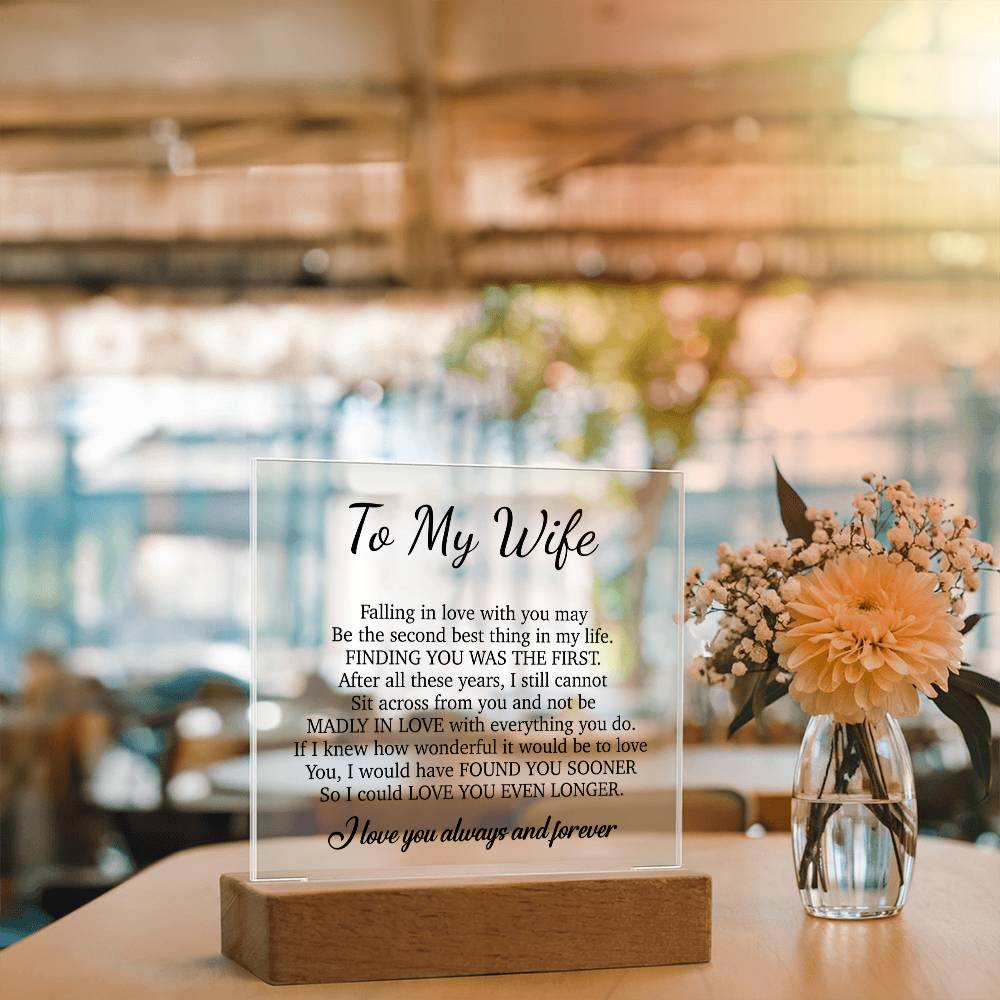 To My Wife Acrylic Plaque,  Wife Birthday Gift, Wife on Anniversary, Christmas Gift