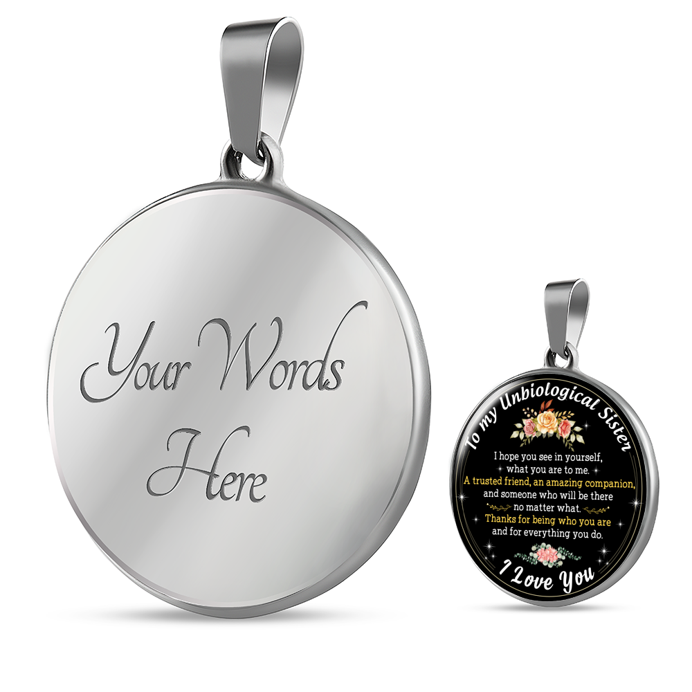 To My UnBiological Sister Necklace - Bonus Sister Gifts Step Sister Birthday Gifts