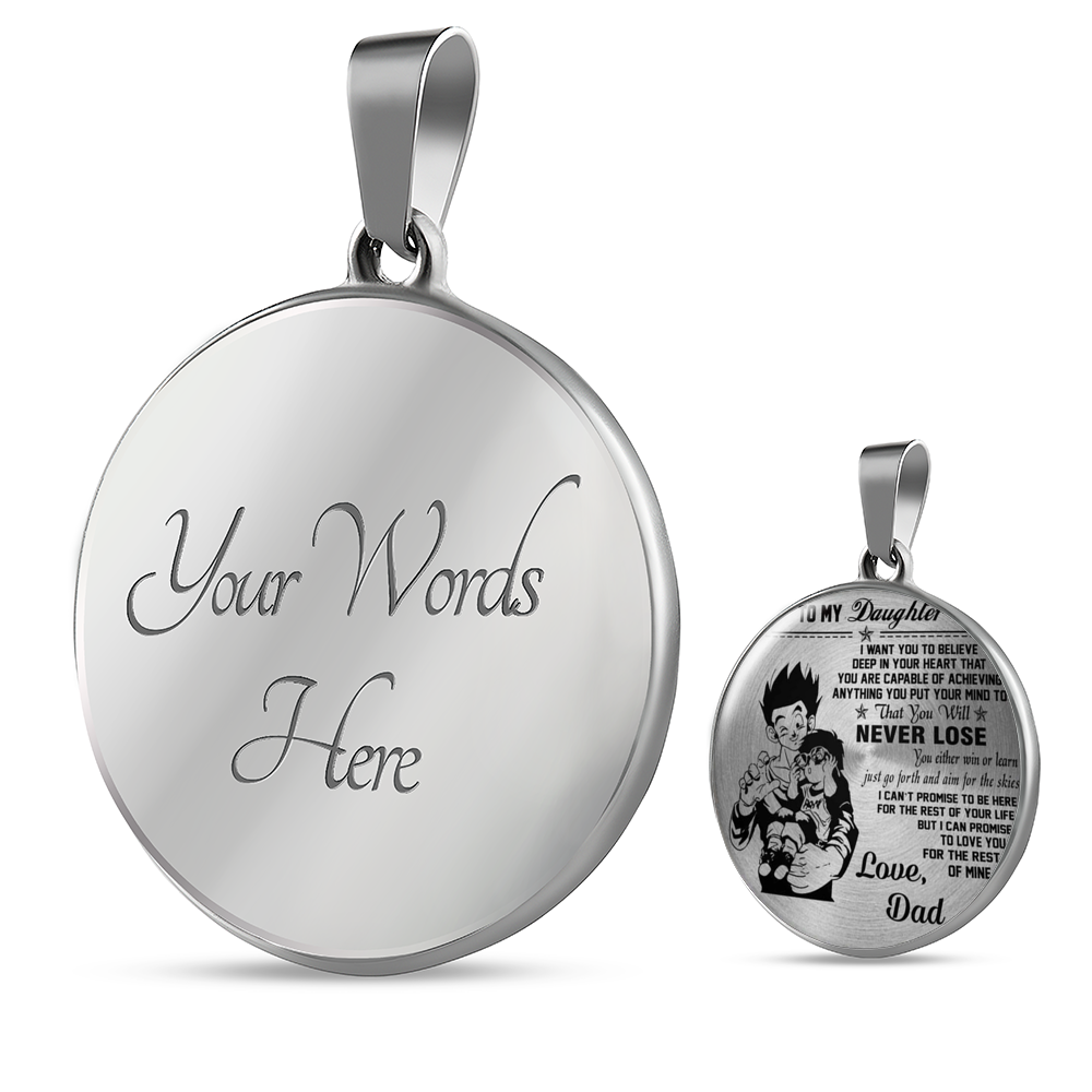 Vuvuzi Tee Luxury Necklace Pendant to My Daughter - Love Dad, Gohan & Pan Dragon Ball Super
